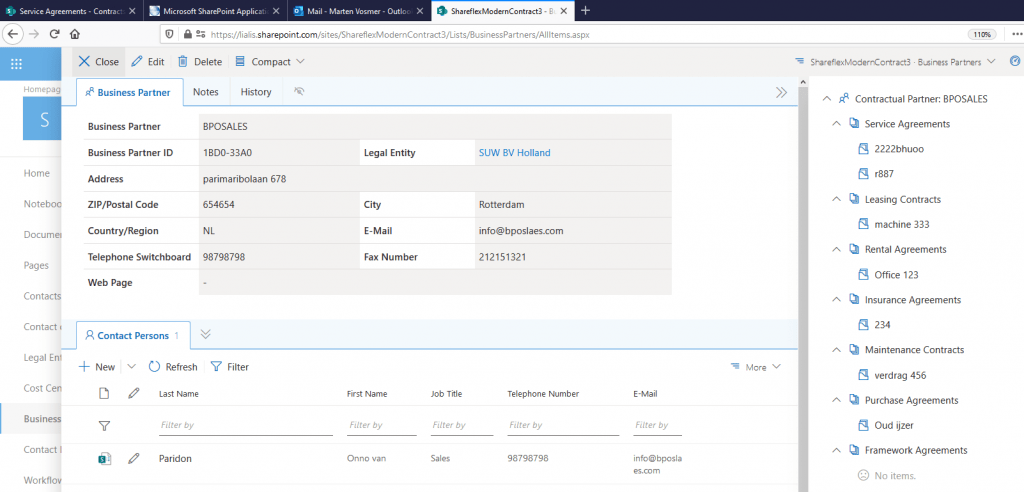 Vergelijking tussen Nintex Shareflex contract beheer formulier voorbeeld