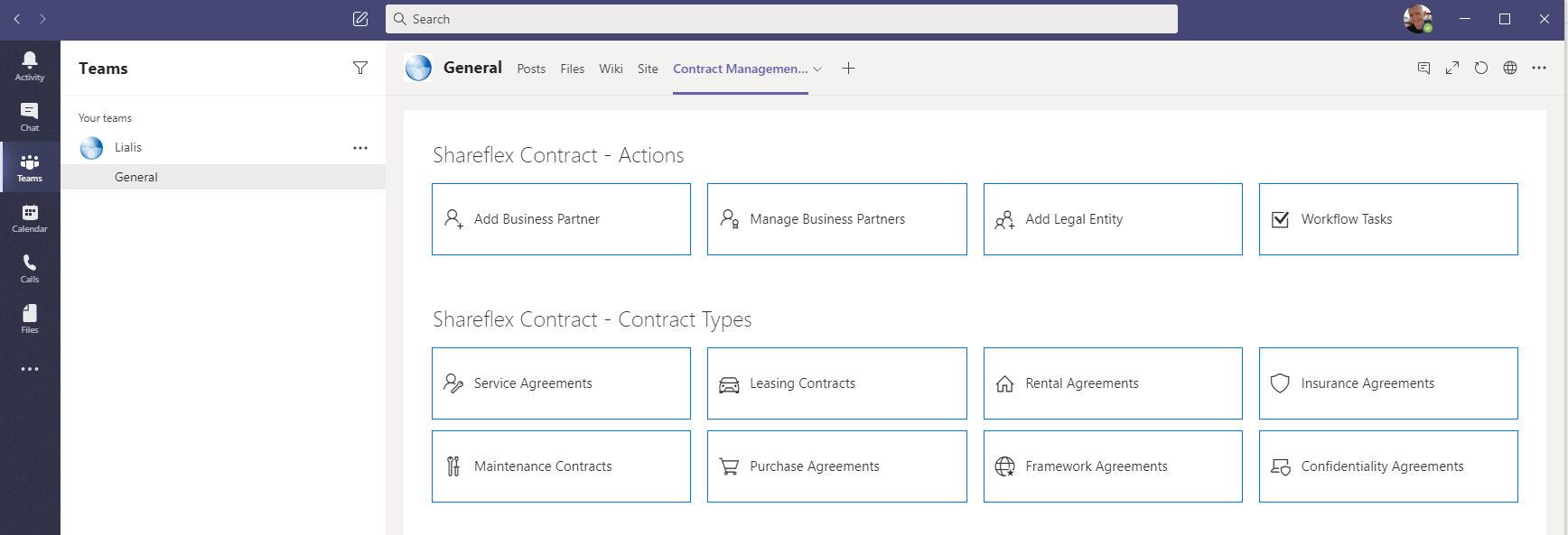 Shareflex support for Microsoft Teams - Contract Management