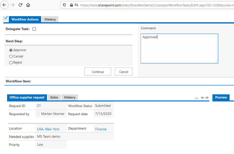 Shareflex Microsoft Teams SharePoint integration workflow approval form