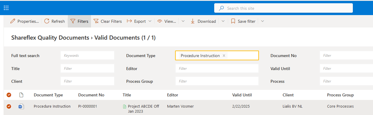 Quality Documents SharePoint search filters