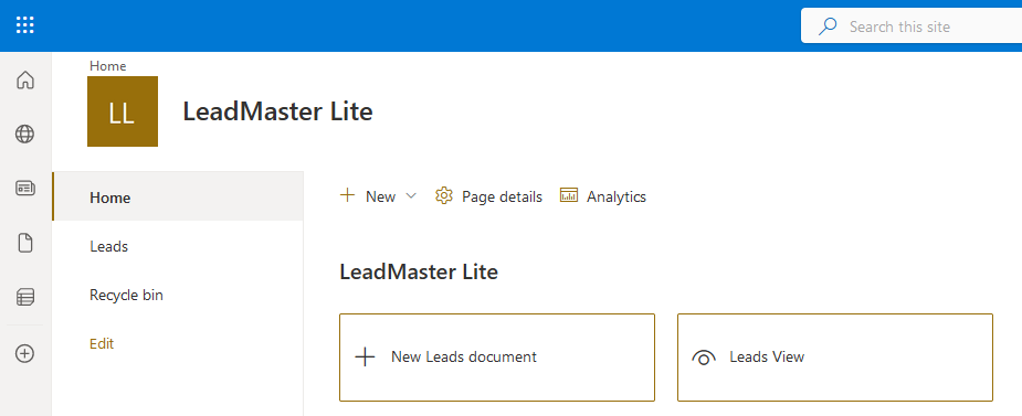 track and manage sales leads with SharePoint LeadMaster app home page