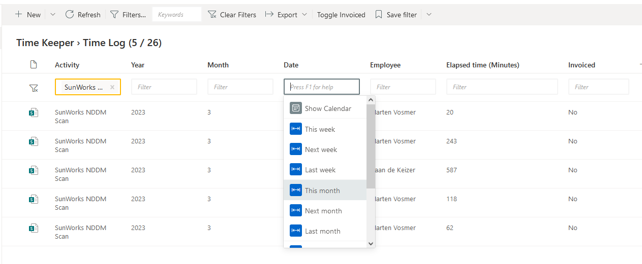 TimeKeeper for SharePoint reporting and invoicing