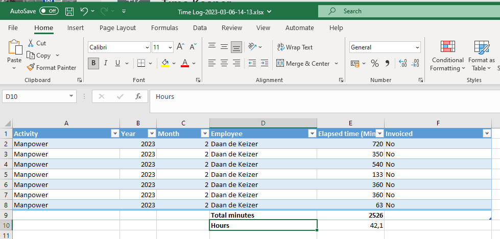 TimeKeeper for SharePoint hour export to excel csv