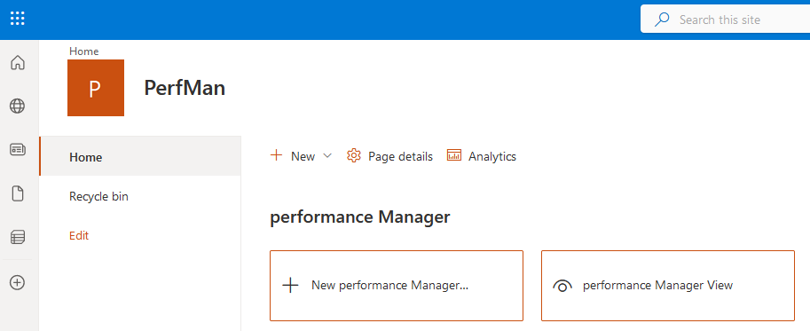 Employee Performance Manager home screen