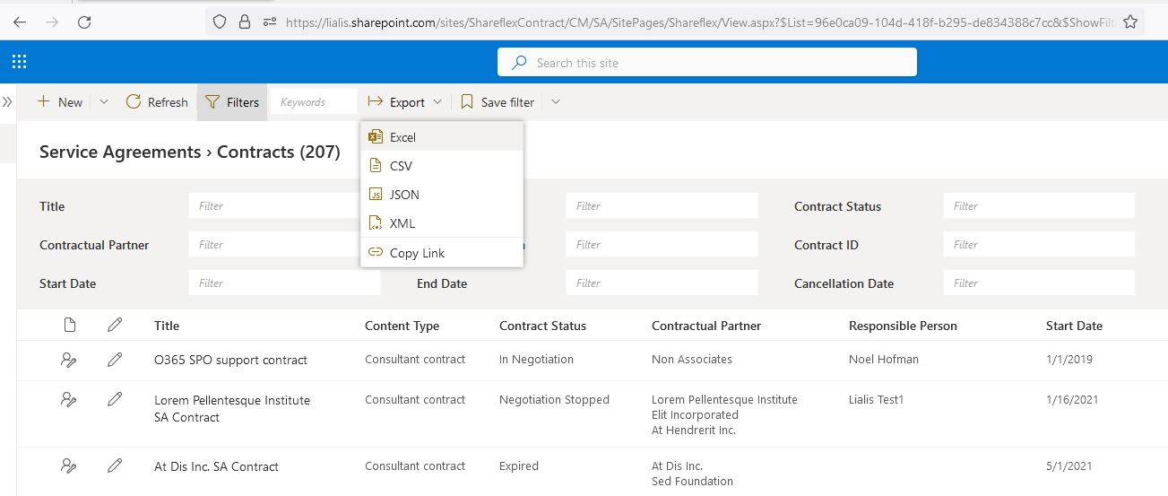 Business Applications for SharePoint Online reporting example 1