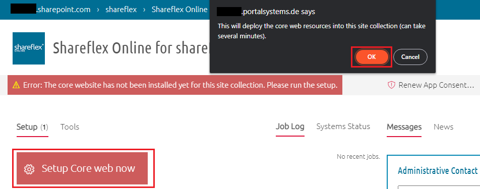 installing shareflex sharepoint online install core