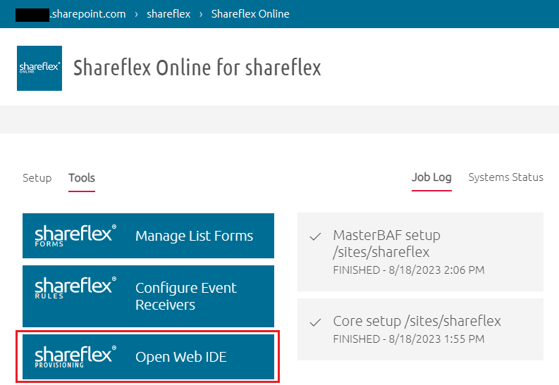 installing shareflex sharepoint online msbaf setup