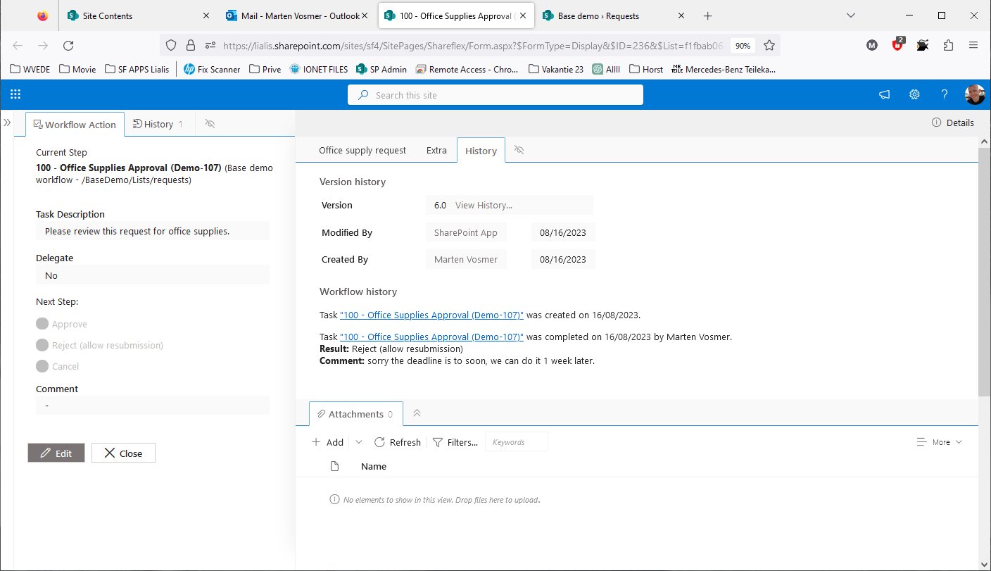 Shareflex SharePoint online office request workflow history approved
