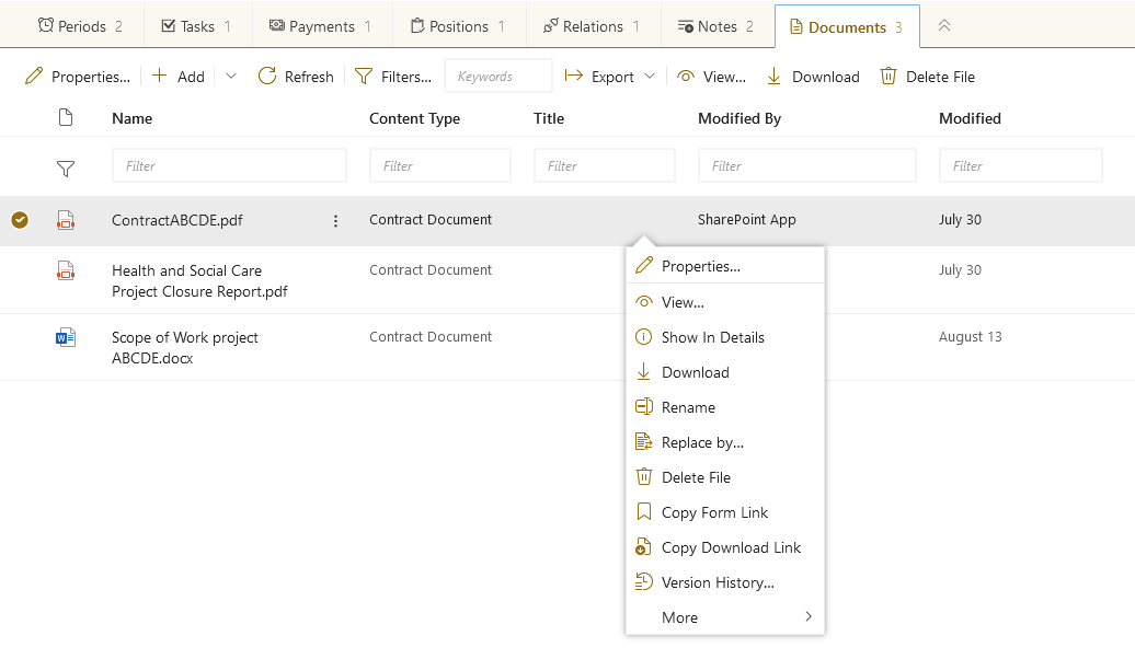 Power Canvas App Functionality documents in shareflex contract app