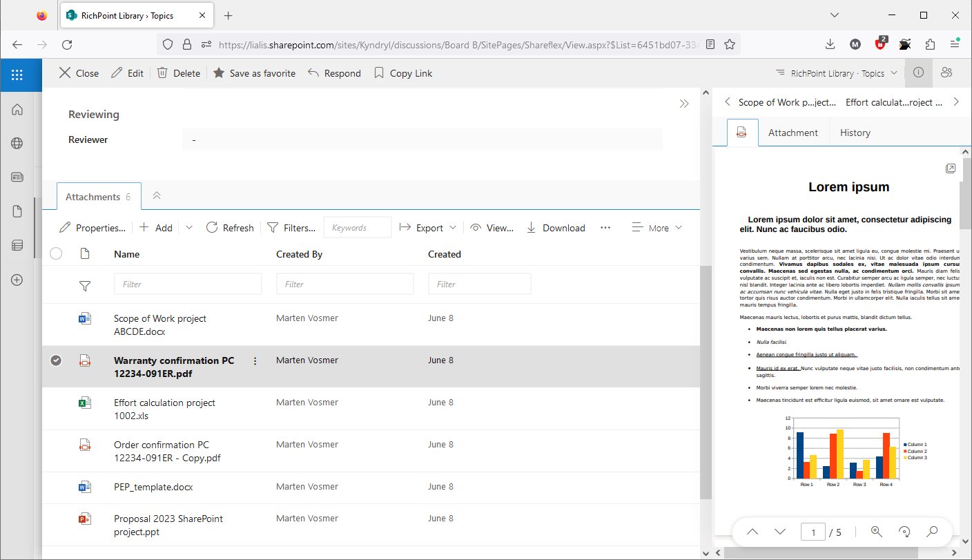 SharePoint DMS lite Shareflex file preview right pane