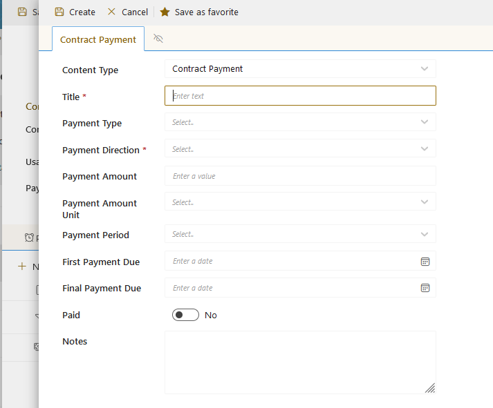 End User Manual Contract Management contract new payment record created