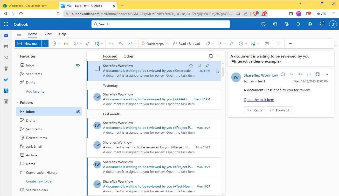 SharePoint Shareflex Quality Docs Lite demo - workflow email