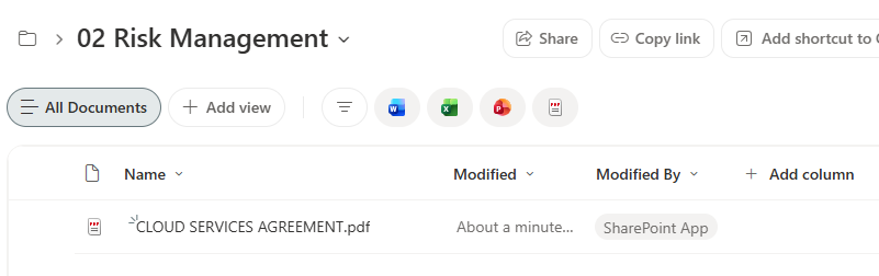 Further down: period and topic folders with the published PDF, ready to link in ISOPlanner.